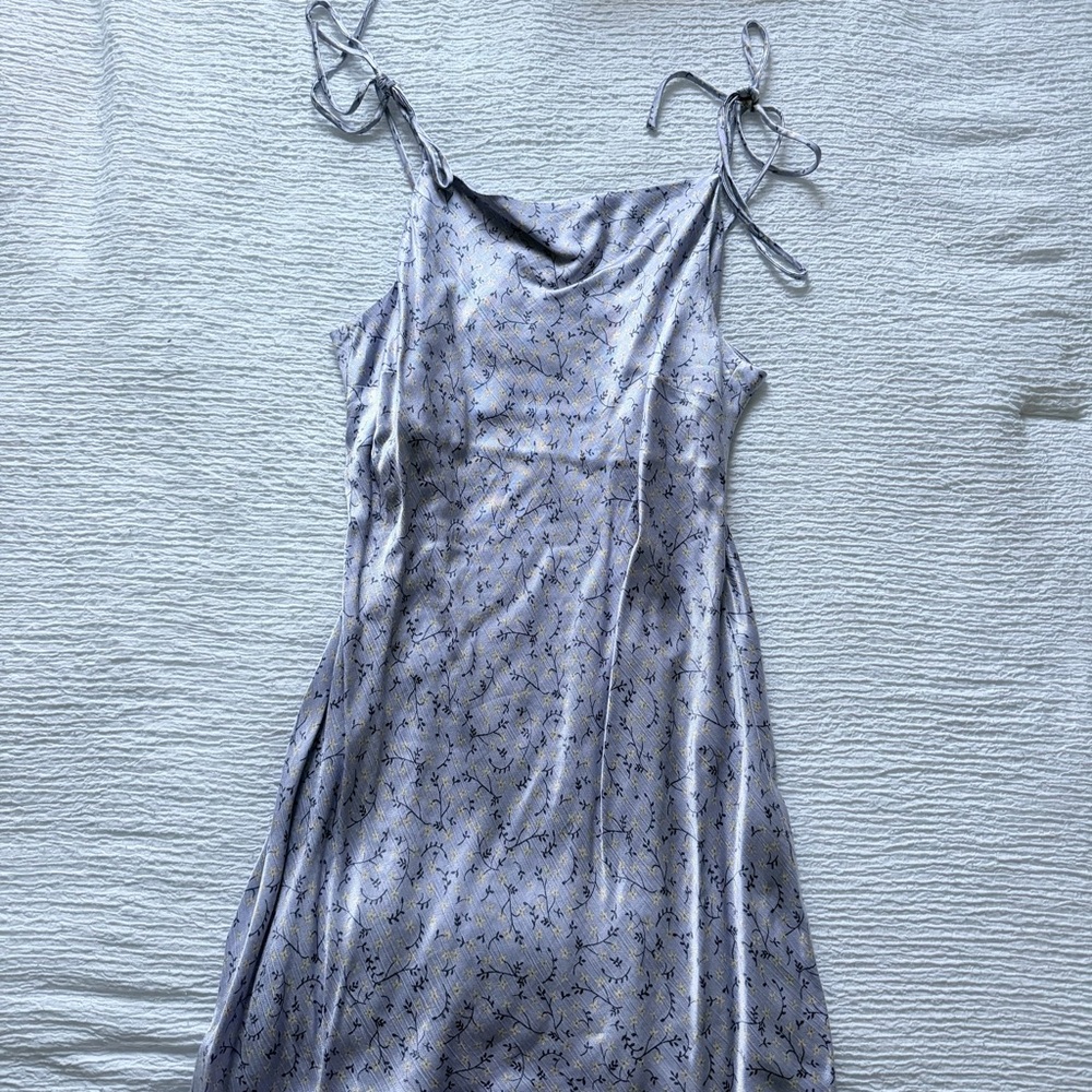 Zara Lilac Floral Slip Dress with Tie Straps